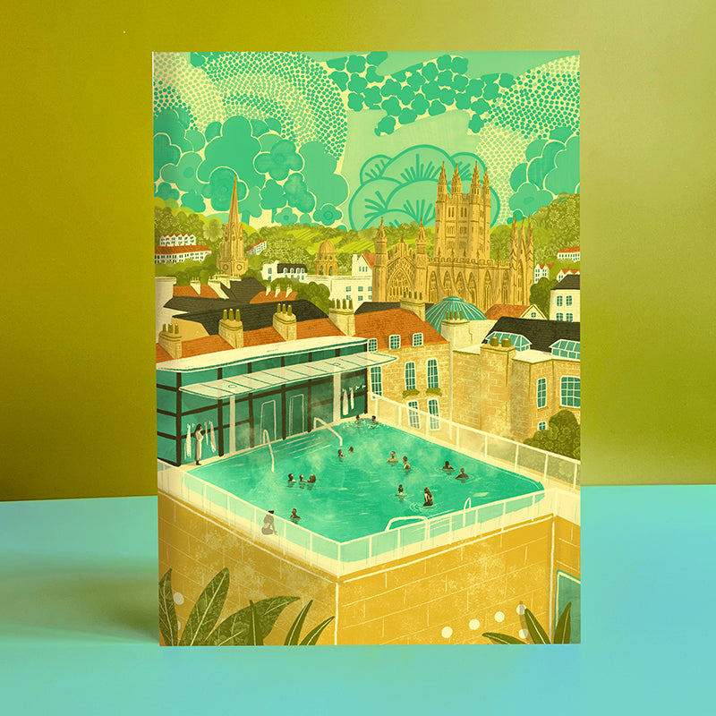 Bath Rooftop Spa A4 Print