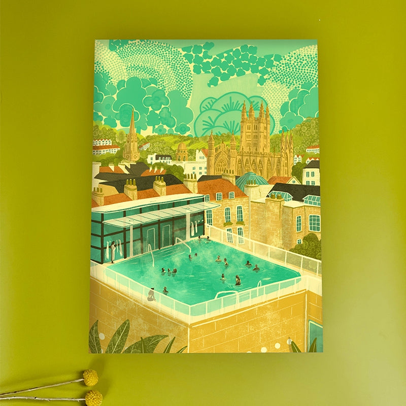 Bath Rooftop Spa A4 Print