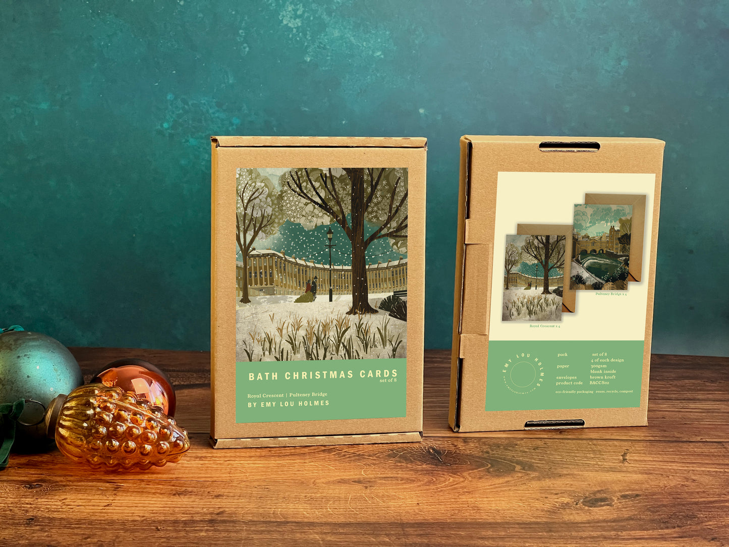 Bath Christmas Card Set of 8 | Royal Crescent | Pulteney Bridge