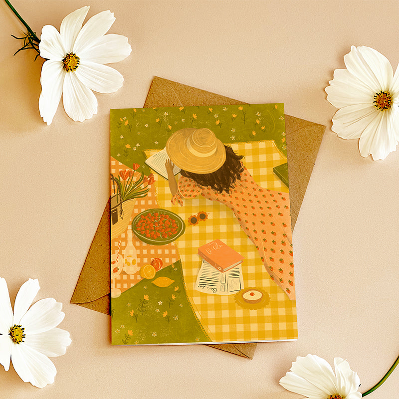 Book Picnic Greeting Card