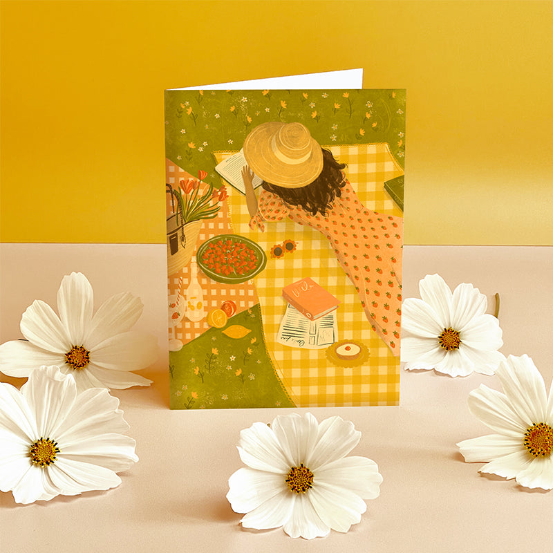 Book Picnic Greeting Card
