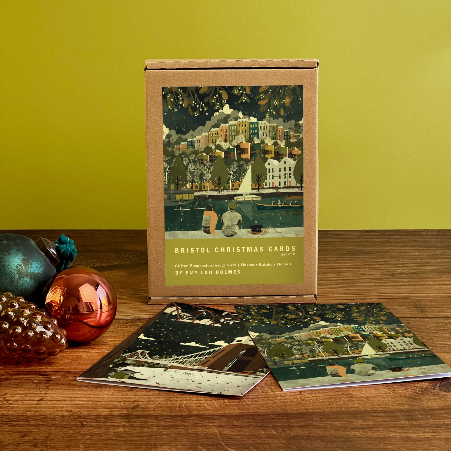 Bristol Christmas Card Set of 8 | Rainbow Houses | Clifton Suspension Bridge View