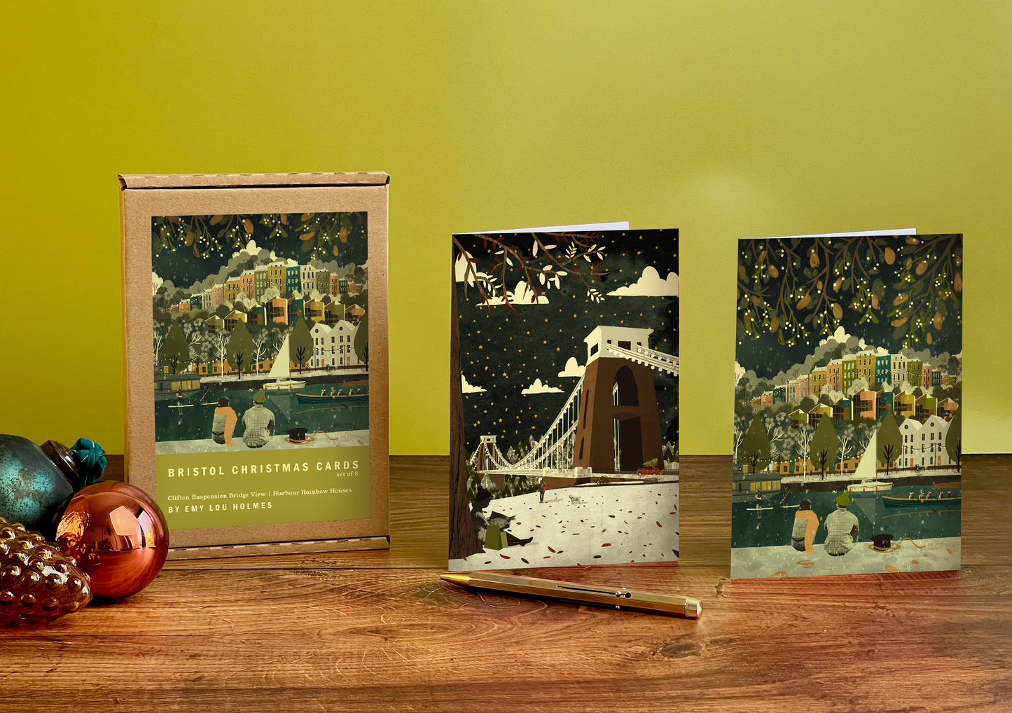 Bristol Christmas Card Set of 8 | Rainbow Houses | Clifton Suspension Bridge View