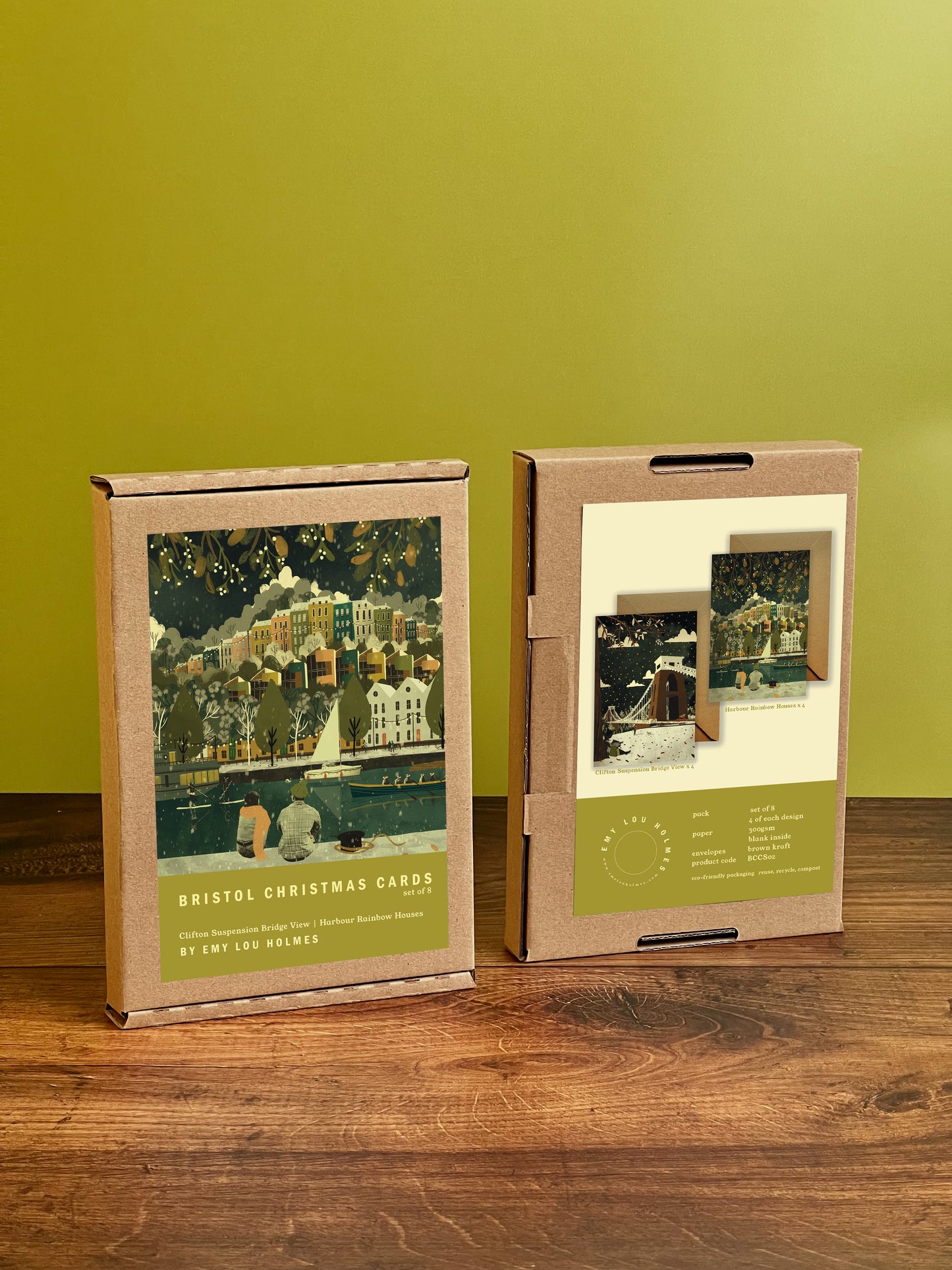 Bristol Christmas Card Set of 8 | Rainbow Houses | Clifton Suspension Bridge View