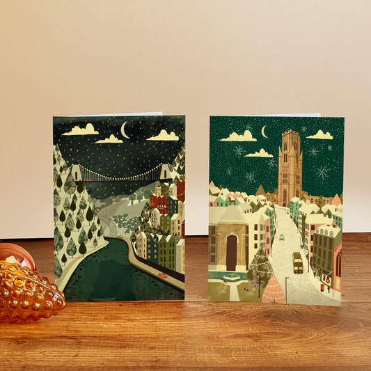 Bristol Christmas Card Set of 8 | Clifton Suspension Bridge | Park Street