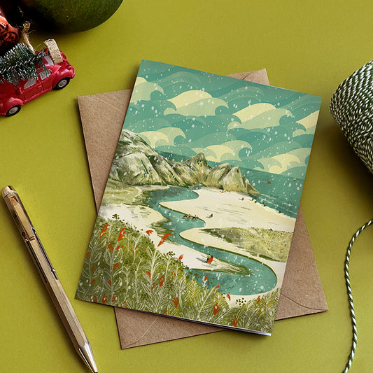 Christmas Three Cliffs Bay Card