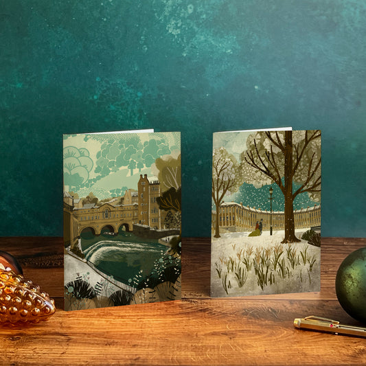 Bath Christmas Card Set of 8 | Royal Crescent | Pulteney Bridge