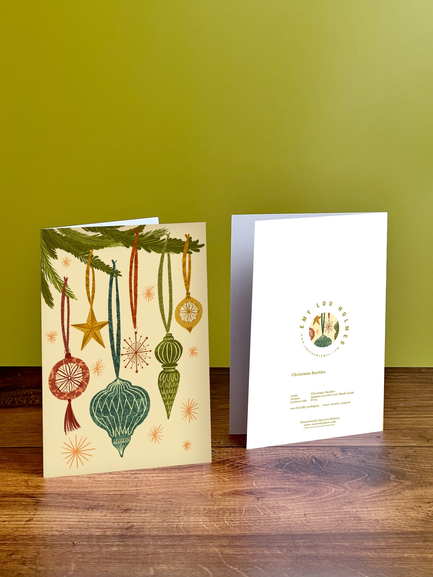 Baubles Christmas Card