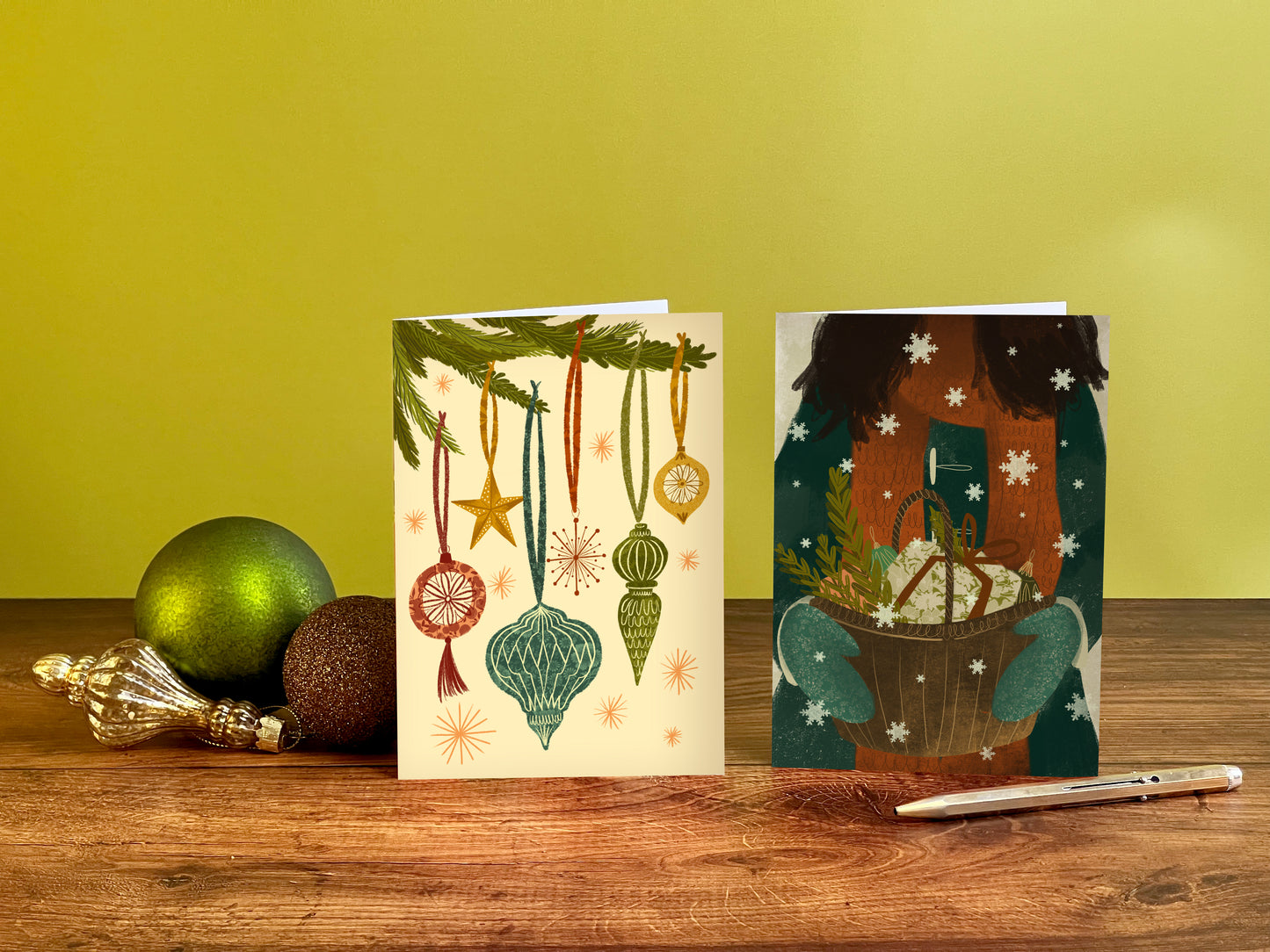 Baubles Christmas Card