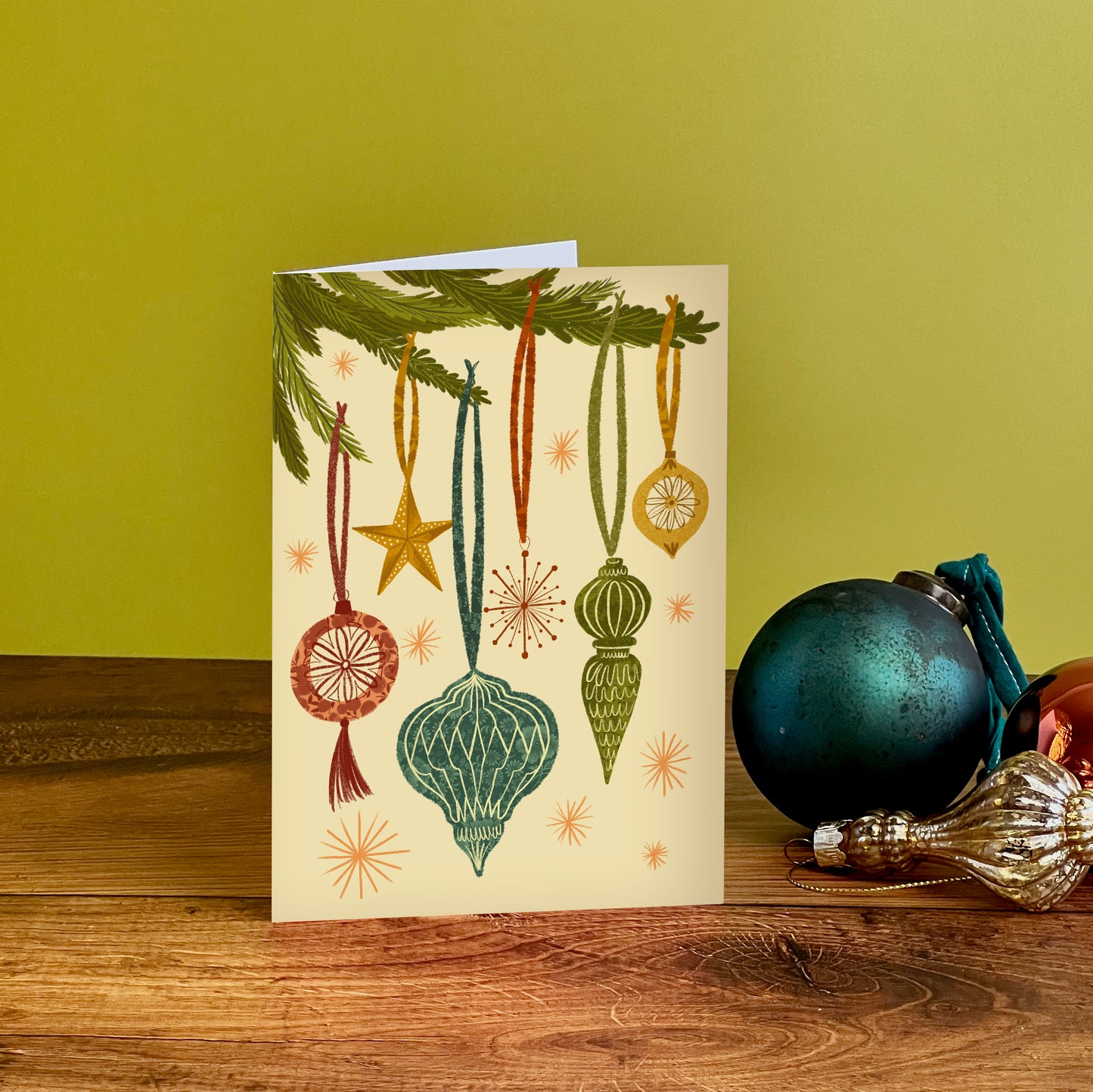 Baubles Christmas Card