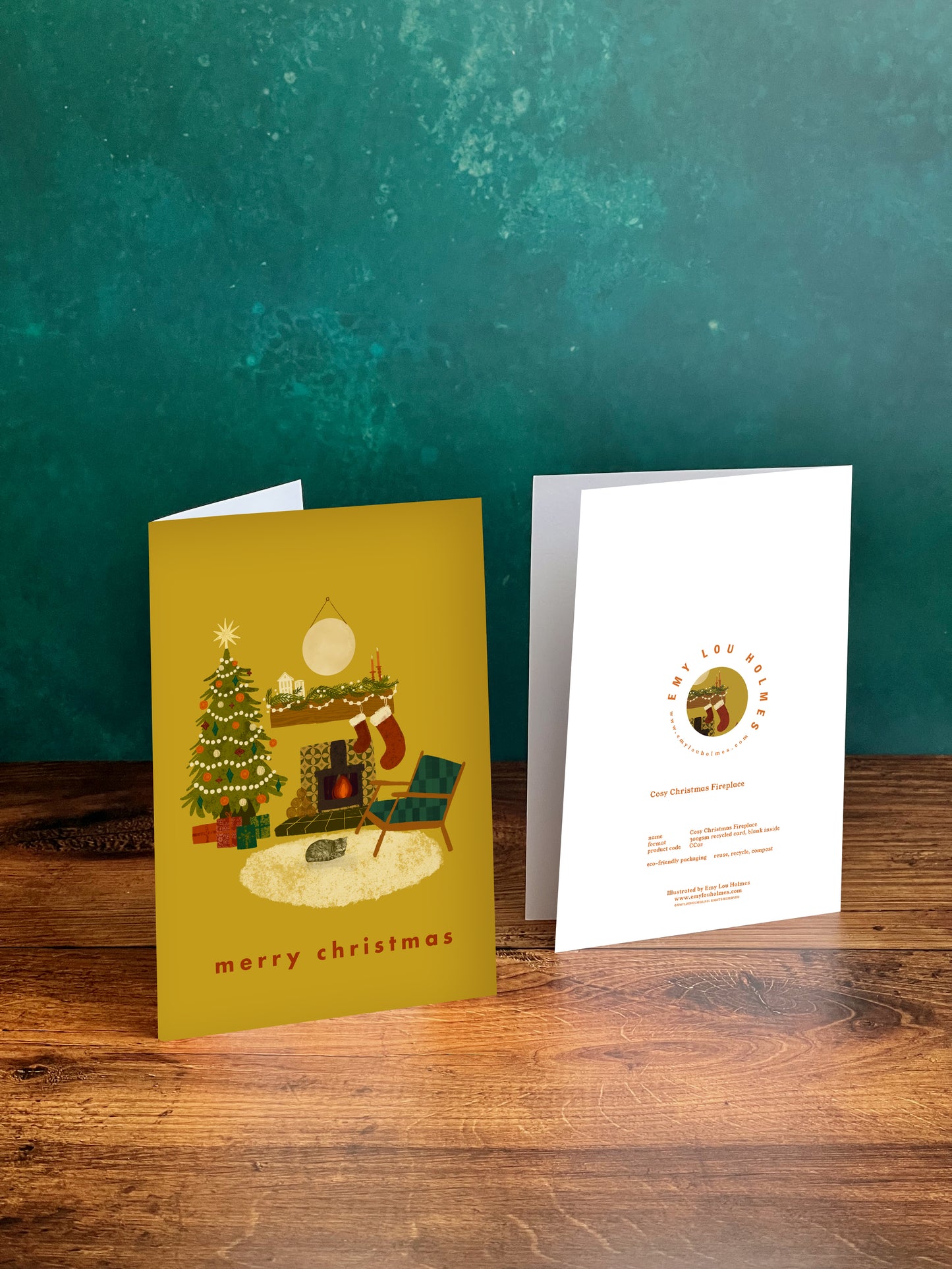 Cosy Fireplace Christmas Card
