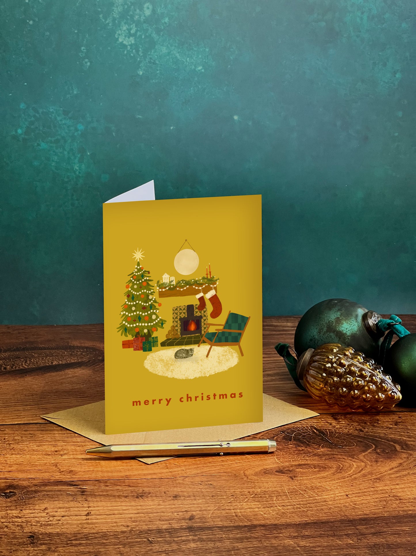 Cosy Fireplace Christmas Card