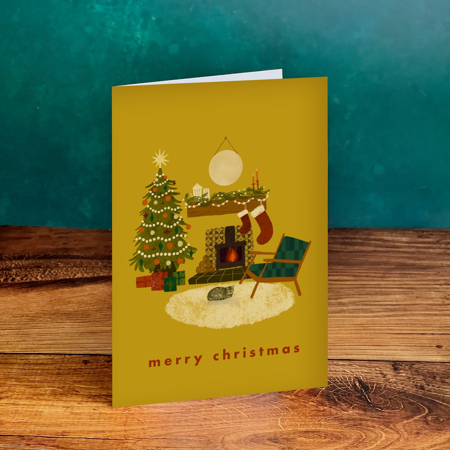 Cosy Fireplace Christmas Card