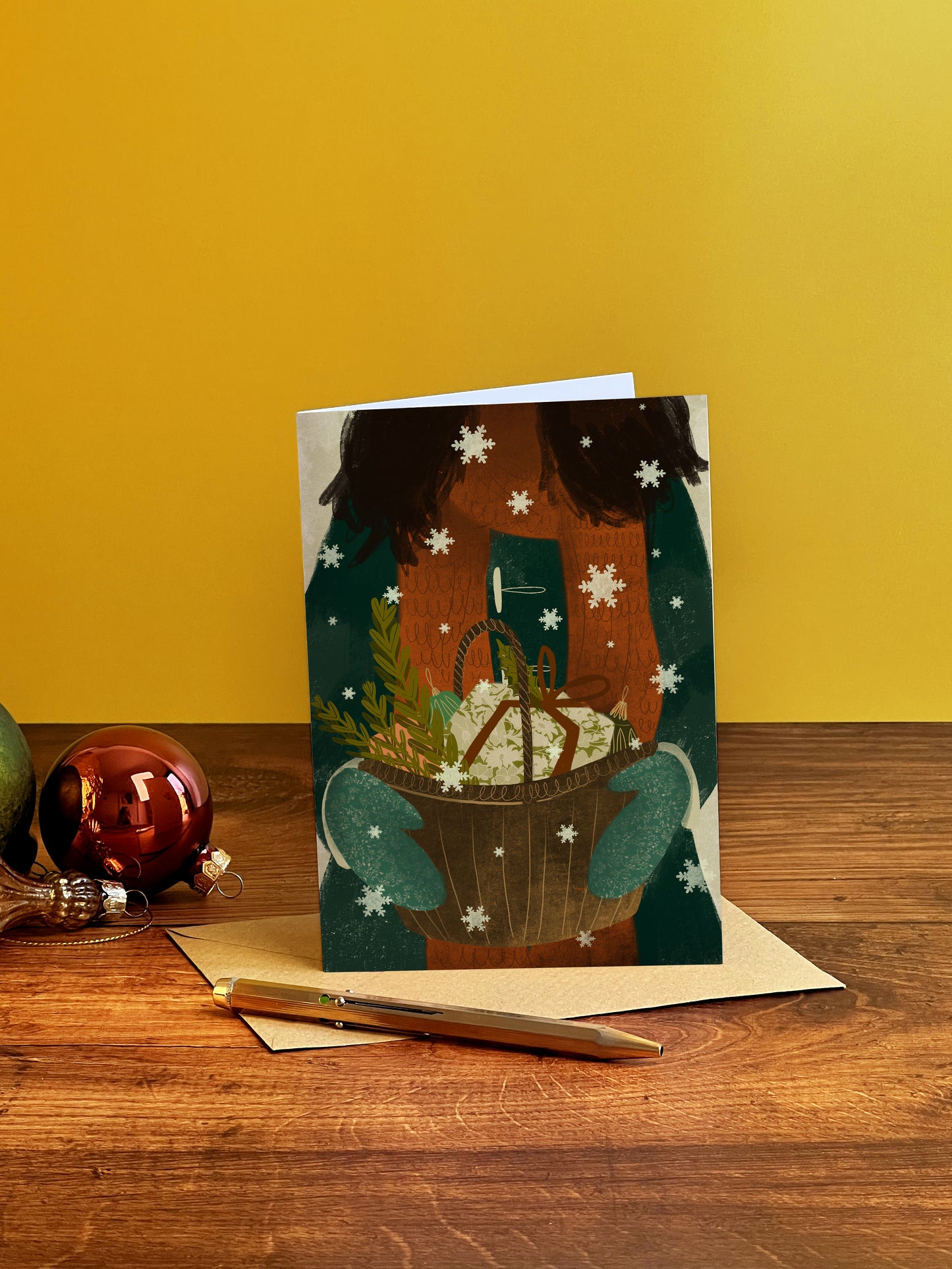 Hamper Girl Christmas Card