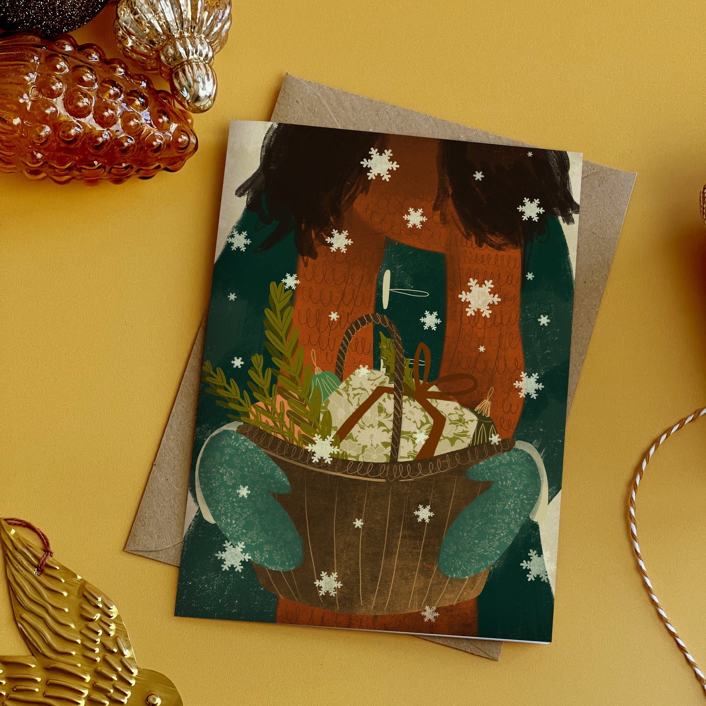 Hamper Girl Christmas Card