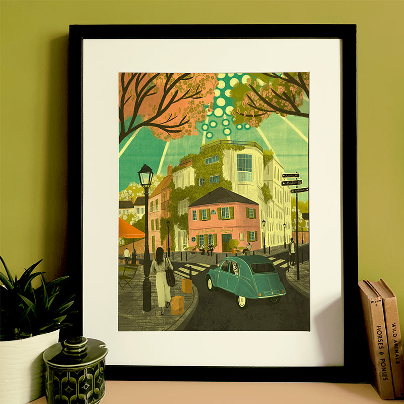Paris Montmartre Cafe A3 Print
