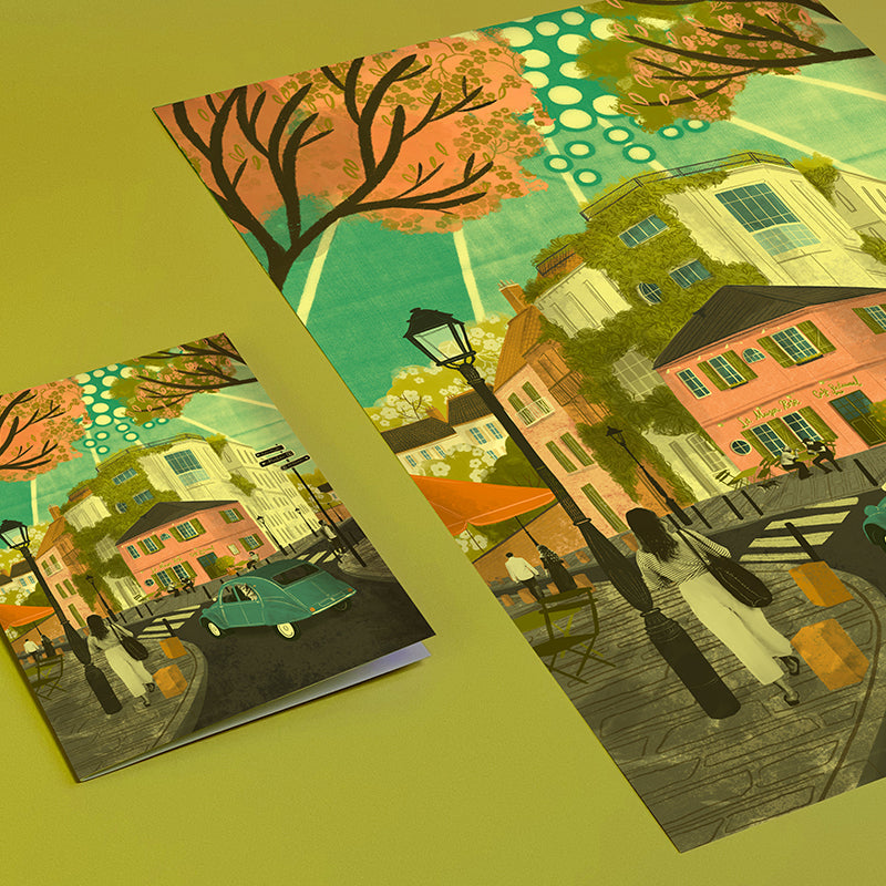 Paris Montmartre Cafe A3 Print