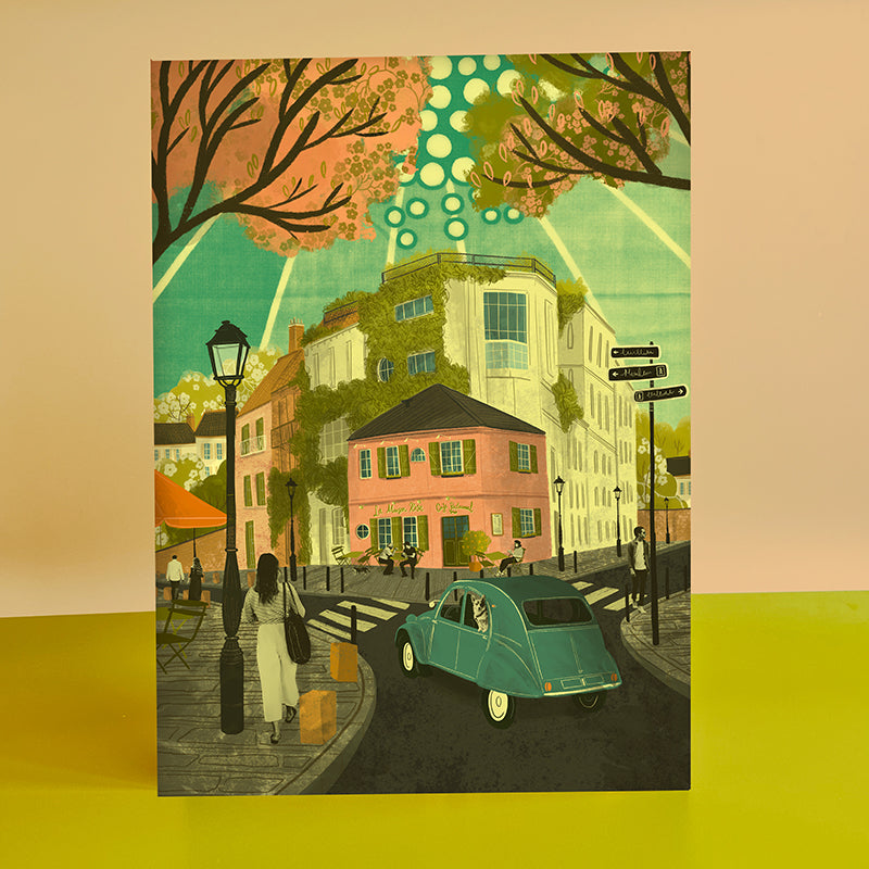 Paris Montmartre Cafe A3 Print