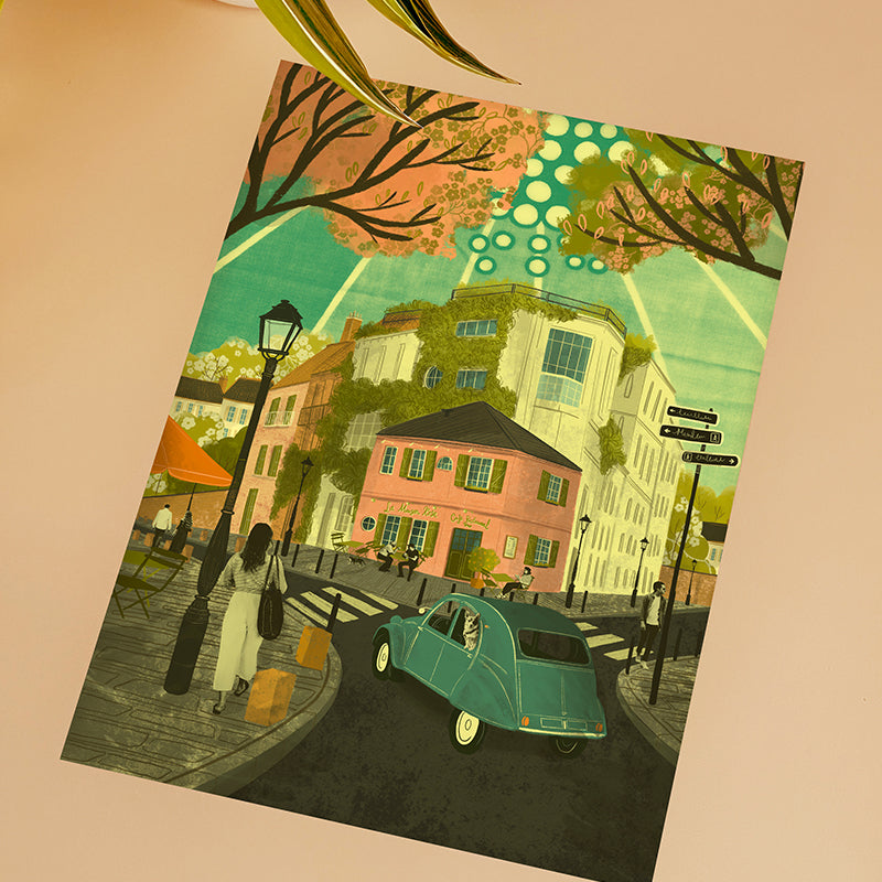 Paris Montmartre Cafe A3 Print