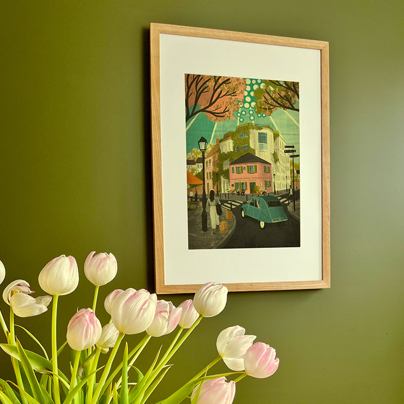 Paris Montmartre Cafe A3 Print