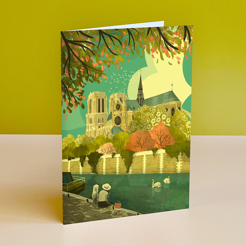 Paris Notre Dame Gardens Greeting Card