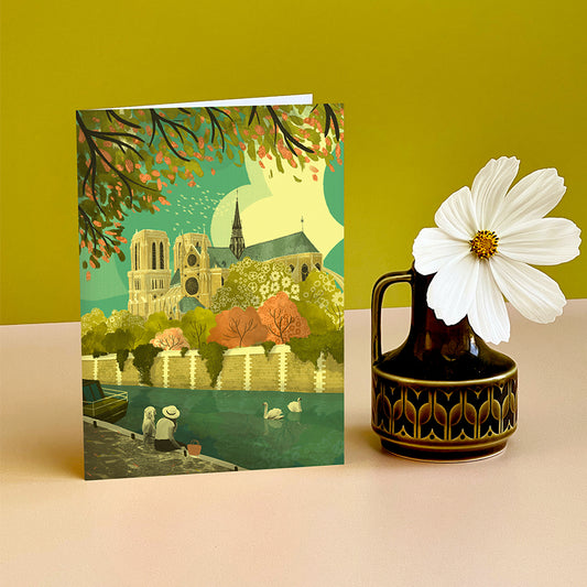 Paris Notre Dame Gardens Greeting Card