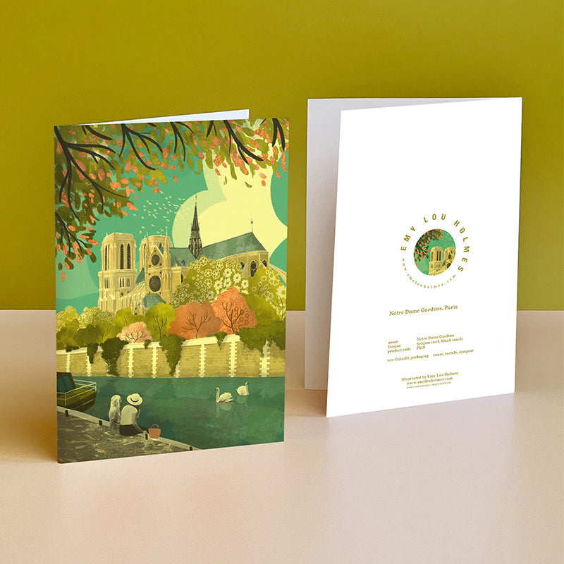 Paris Notre Dame Gardens Greeting Card