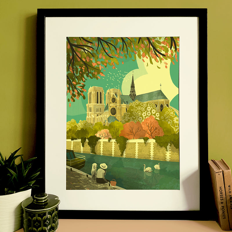 Paris Notre Dame Gardens A3 Print