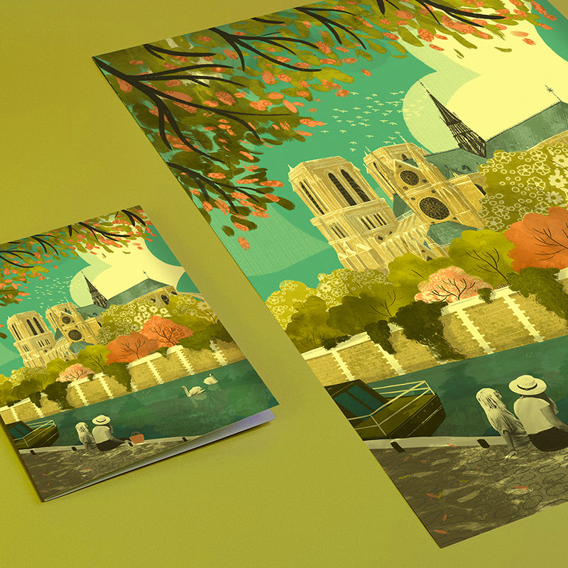 Paris Notre Dame Gardens A3 Print