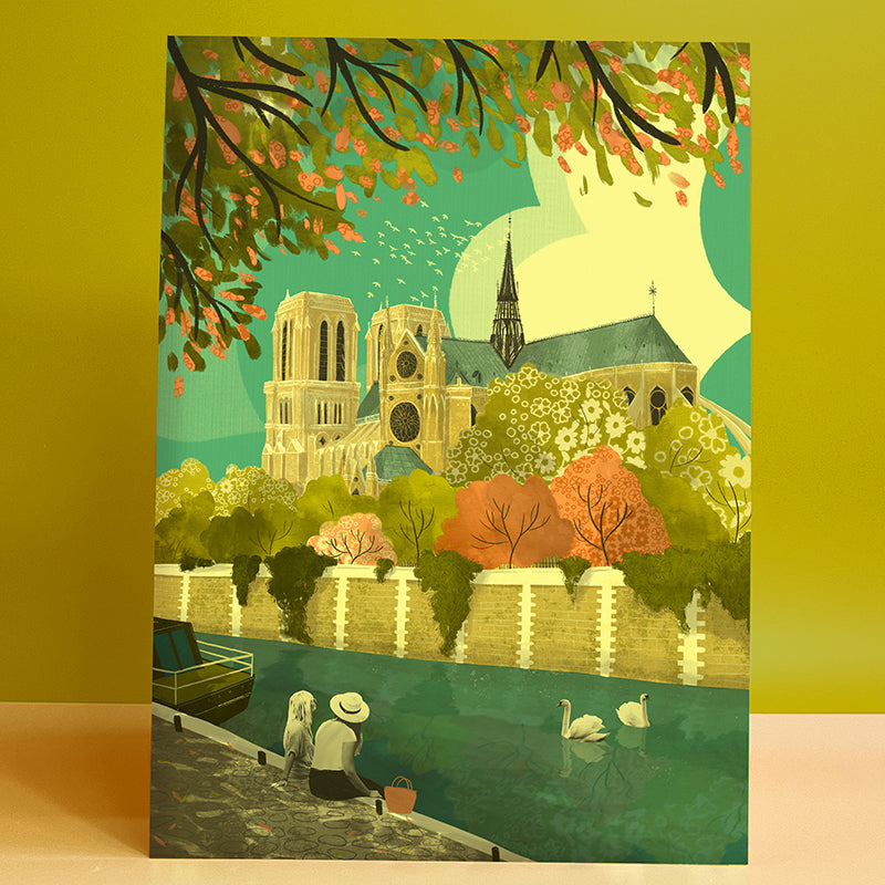 Paris Notre Dame Gardens A3 Print