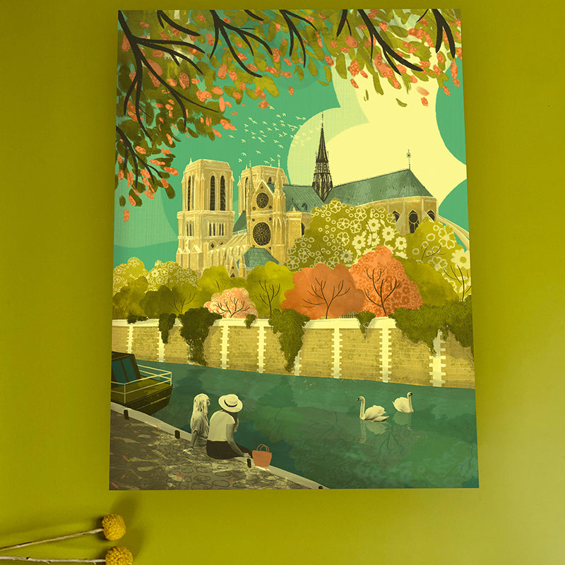 Paris Notre Dame Gardens A3 Print