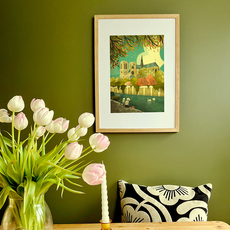 Paris Notre Dame Gardens A3 Print