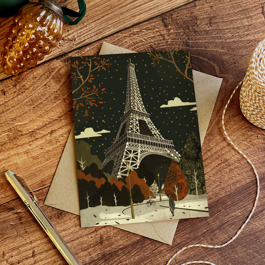Paris Eiffel Tower Christmas Card
