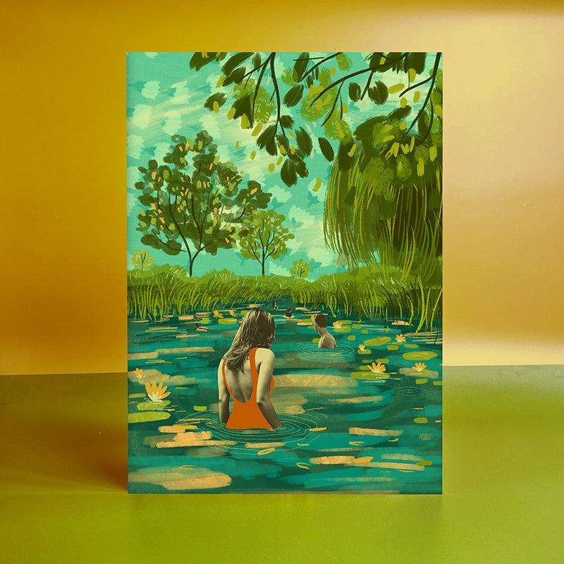 Wild River Swimming A3 Print