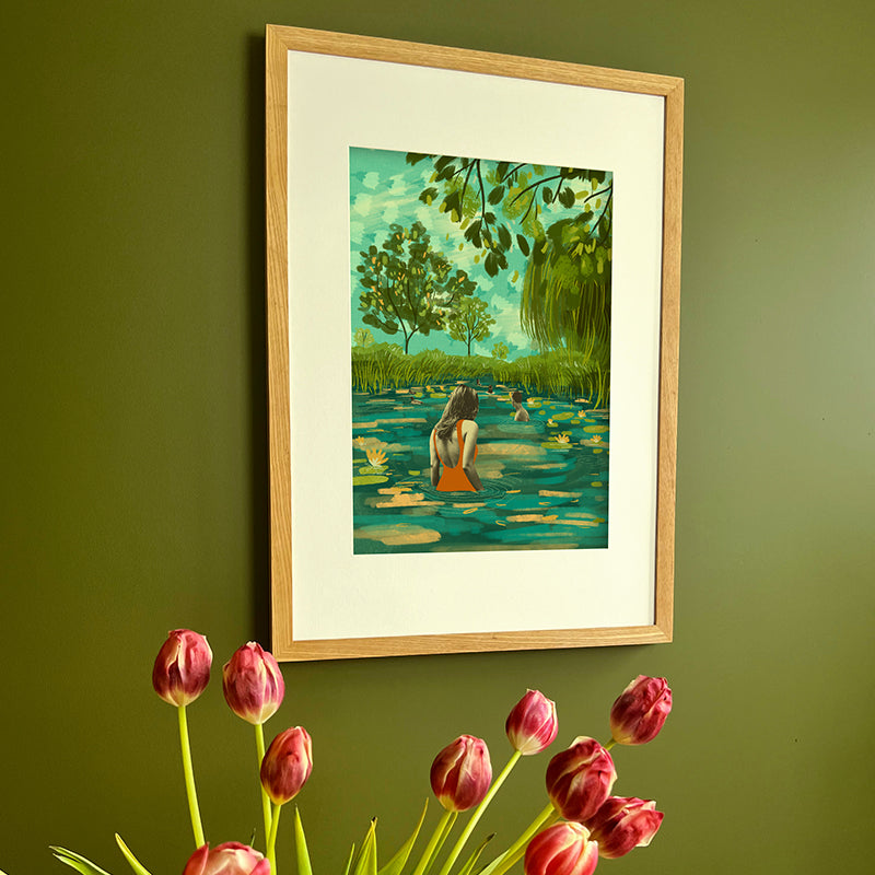 Wild River Swimming A3 Print