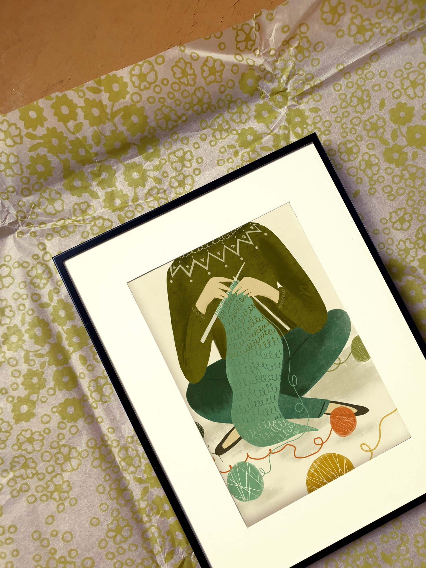 Knitting Small Framed 7 x 5 Print