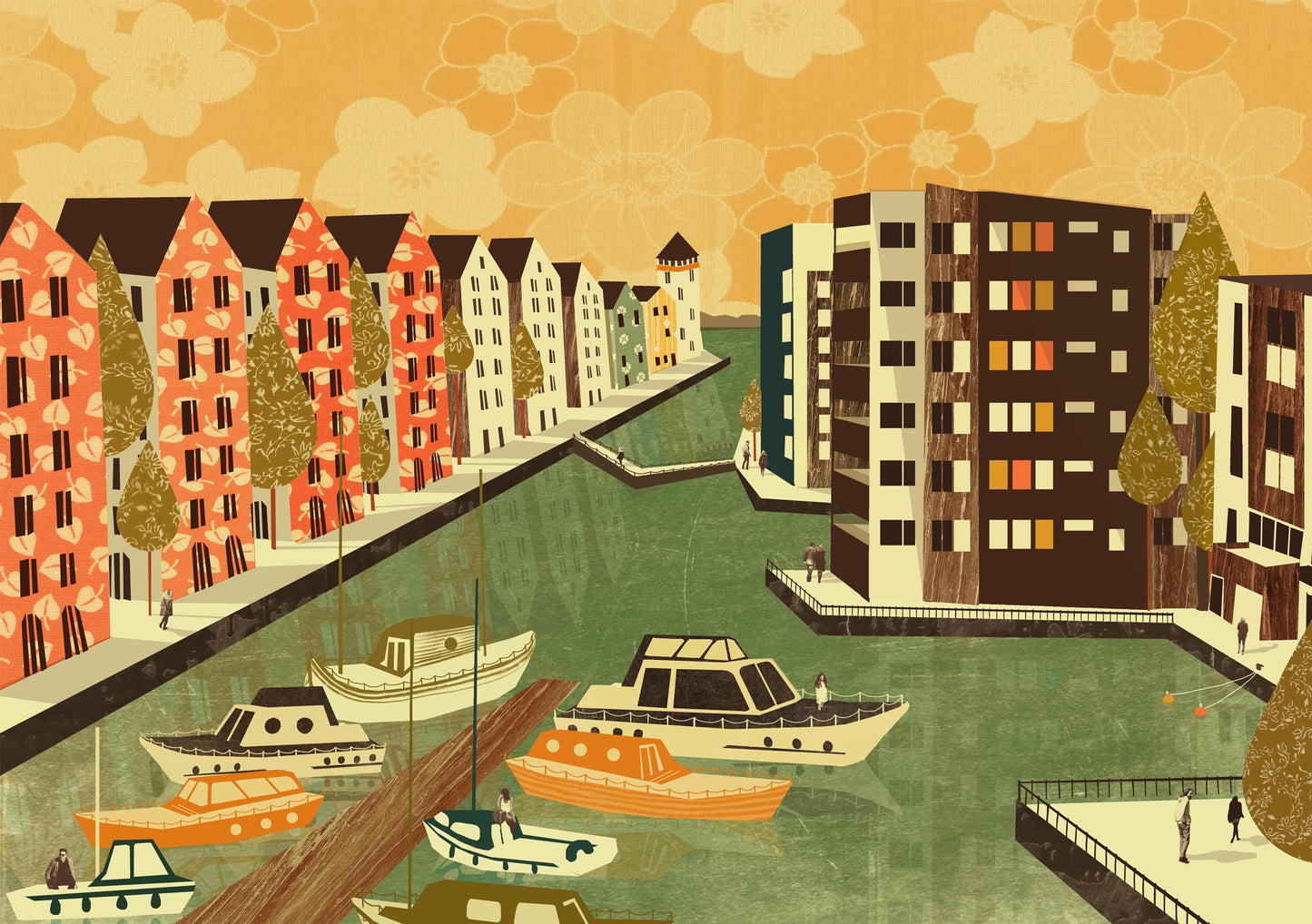 Portishead Marina Boats A3 Print