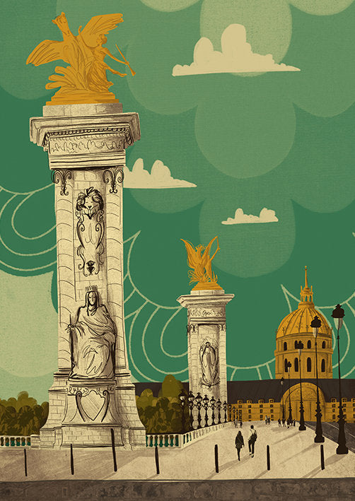 Paris Pont Alexandre III Bridge A3 Print
