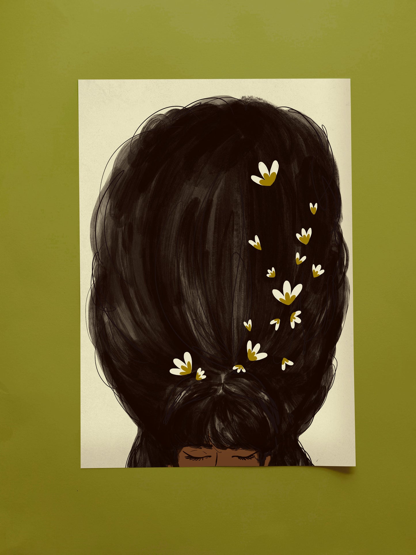 Black Beehive A3 Print