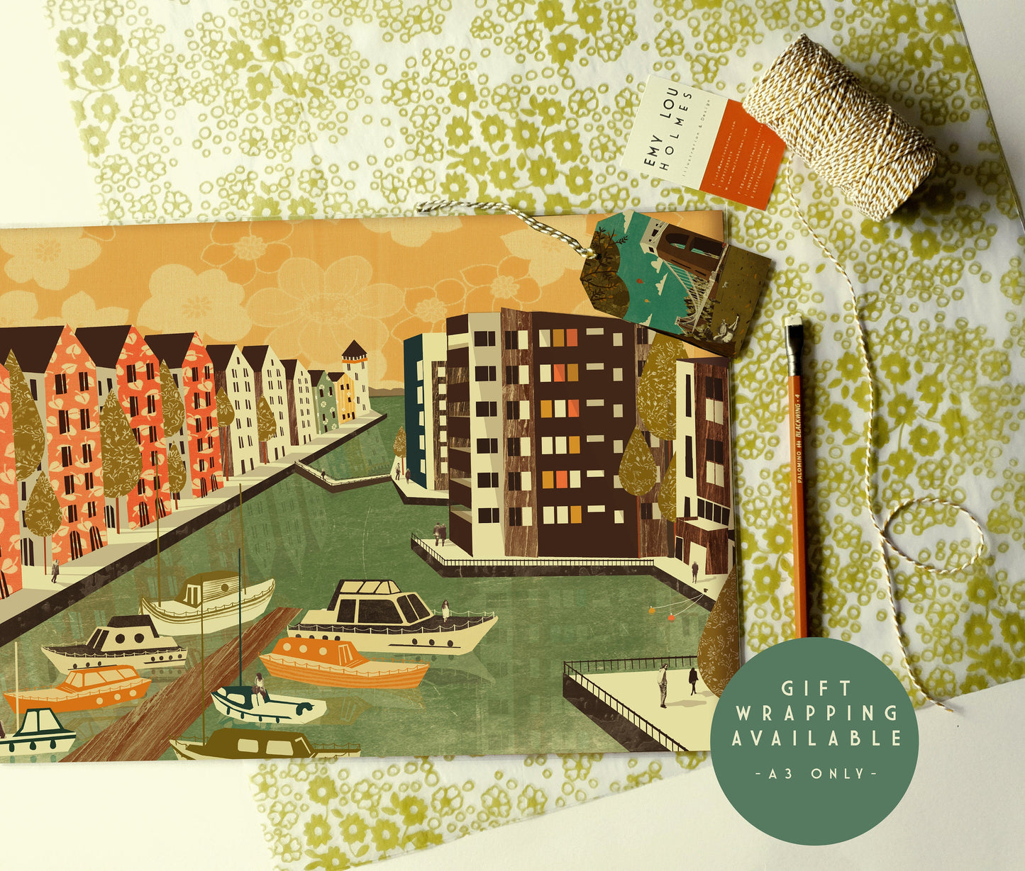 Portishead Marina Boats A3 Print