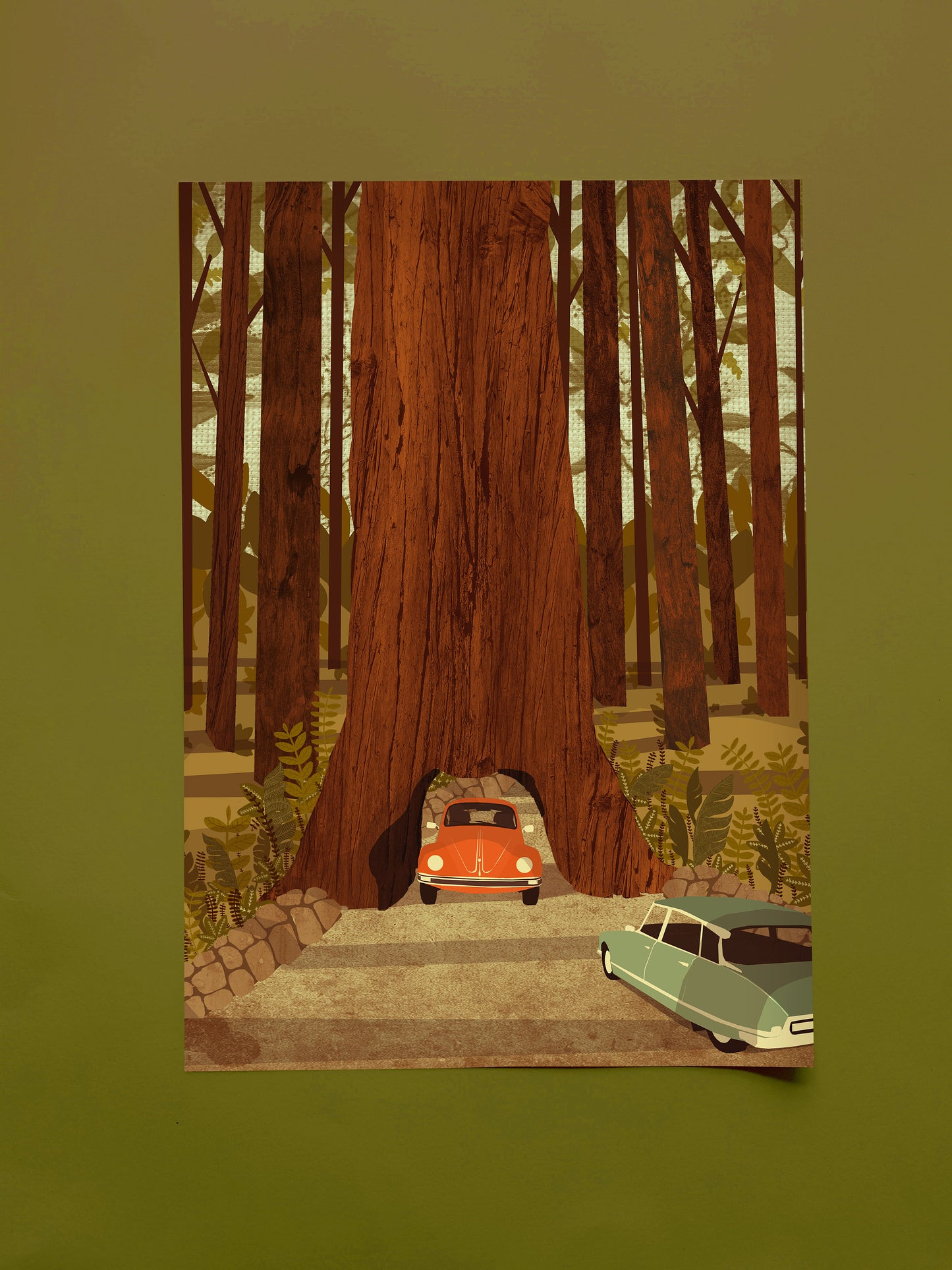 VW Tree Tunnel A3 Print