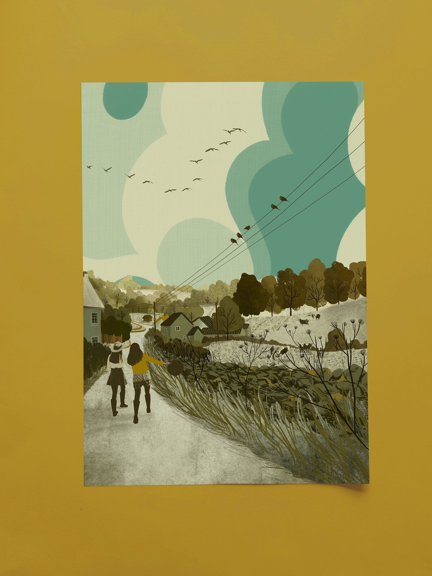 Priddy Mendip Hills Winter A3 Print