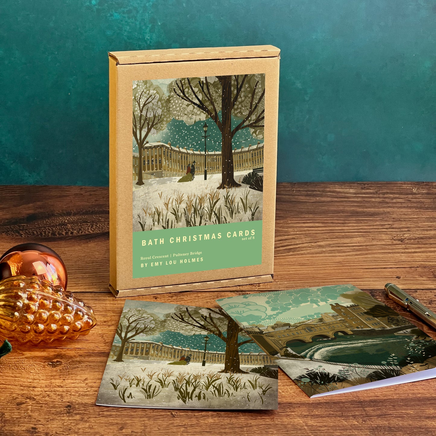 Bath Christmas Card Set of 8 | Royal Crescent | Pulteney Bridge