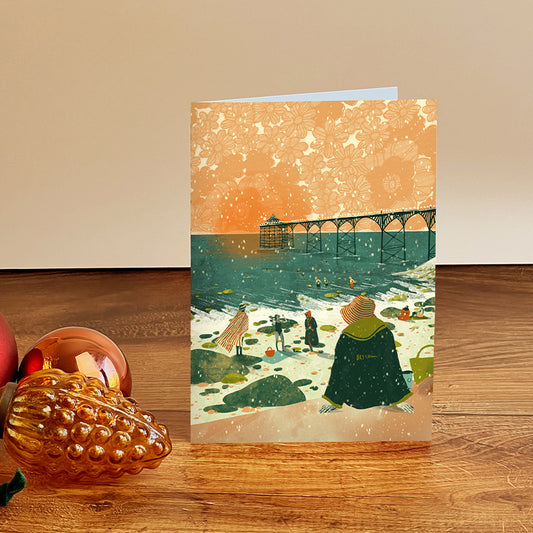 Christmas Clevedon Beach Card