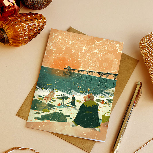 Christmas Clevedon Beach Card