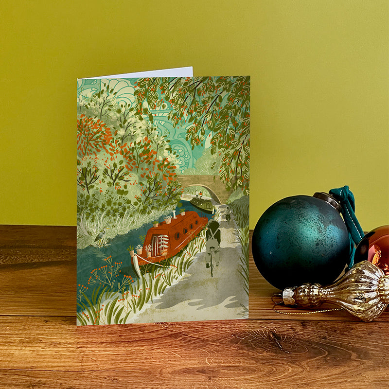 Winter Canal Boat Card