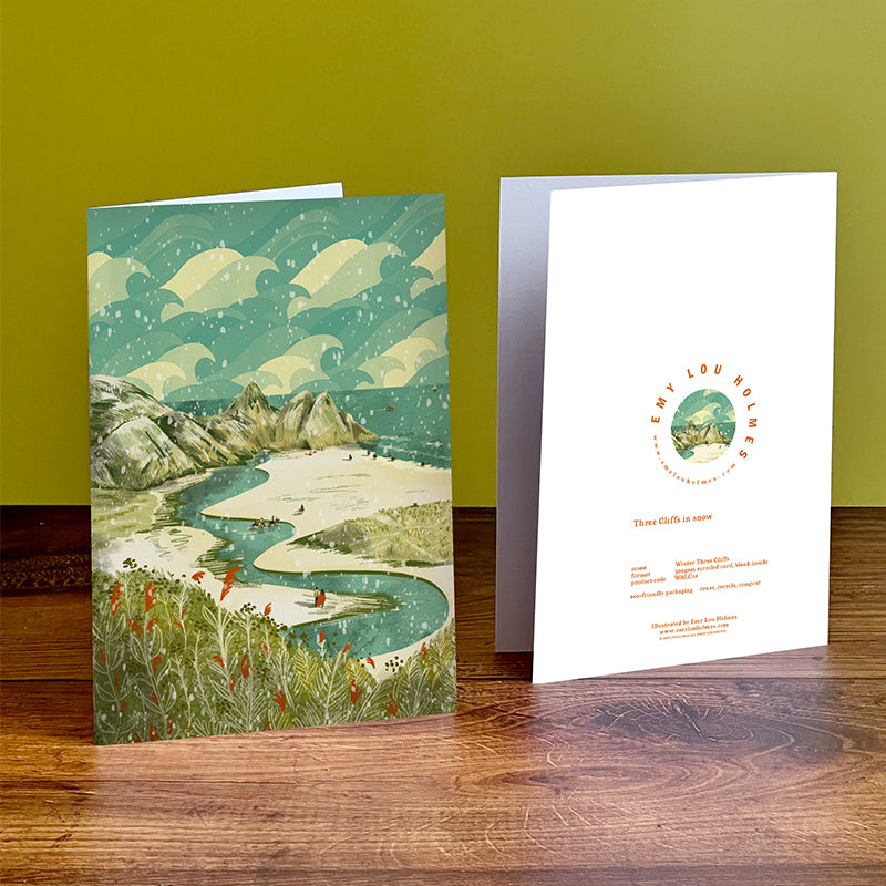 Christmas Three Cliffs Bay Card