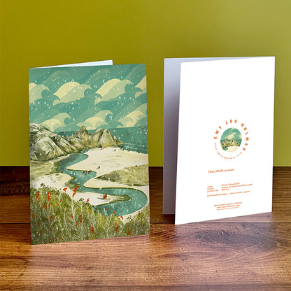 Christmas Three Cliffs Bay Card
