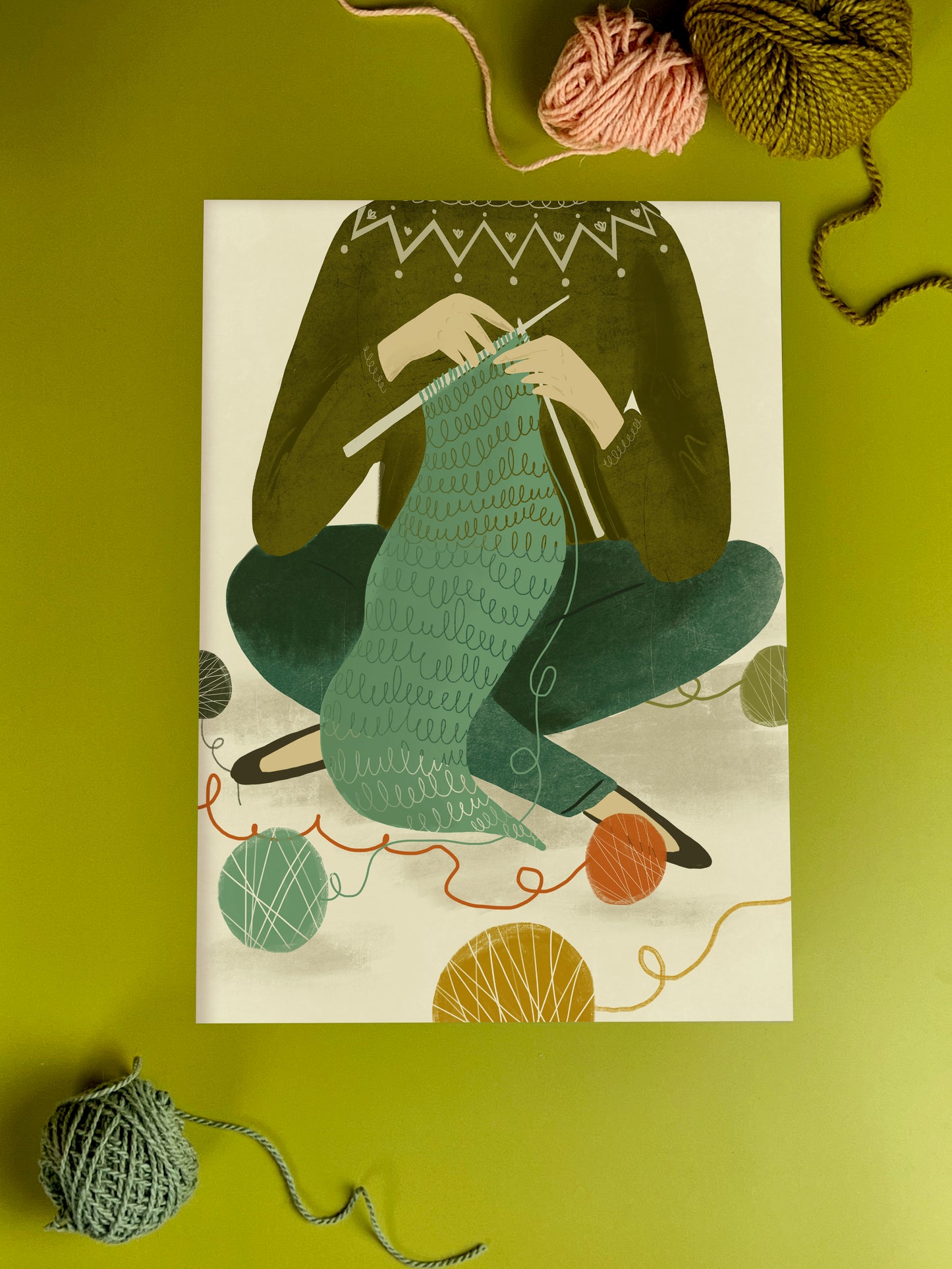 Knitting Girl A4 | A3 | A2 Print