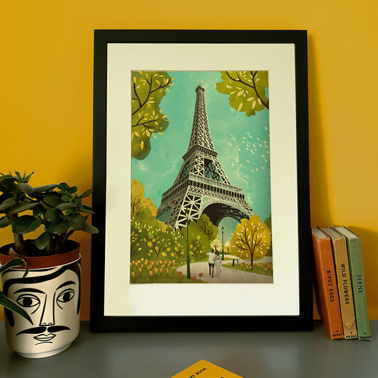 Paris Eiffel Tower in Spring A4 Print